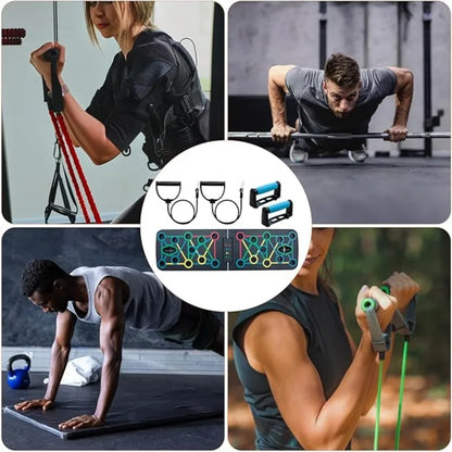Push-Up Training Board, Curved Stand with Non-Slip Handle and 2 Pull Ropes, Fitness Training Equipment