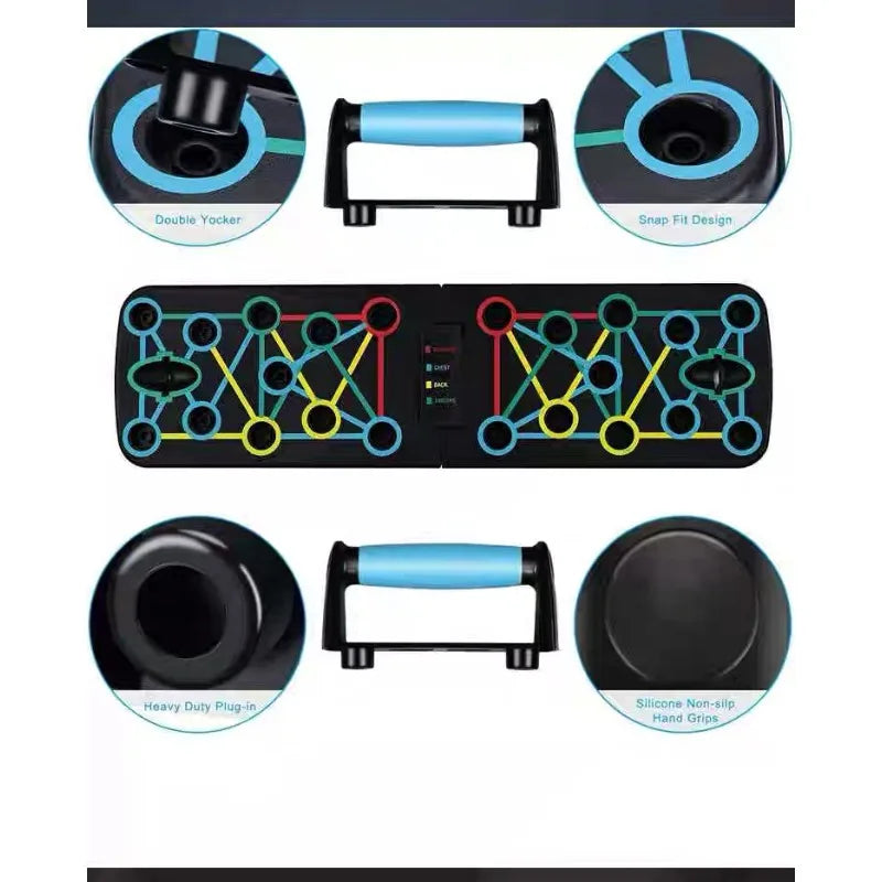 Push-Up Training Board, Curved Stand with Non-Slip Handle and 2 Pull Ropes, Fitness Training Equipment