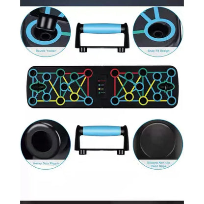 Push-Up Training Board, Curved Stand with Non-Slip Handle and 2 Pull Ropes, Fitness Training Equipment