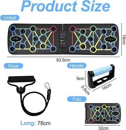 Push-Up Training Board, Curved Stand with Non-Slip Handle and 2 Pull Ropes, Fitness Training Equipment