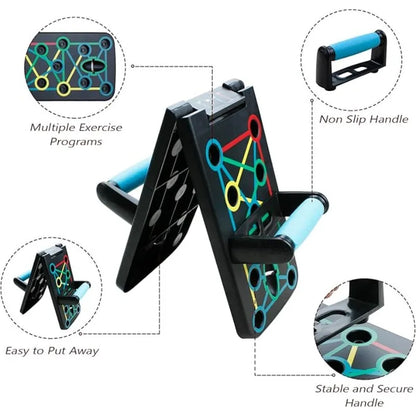Push-Up Training Board, Curved Stand with Non-Slip Handle and 2 Pull Ropes, Fitness Training Equipment