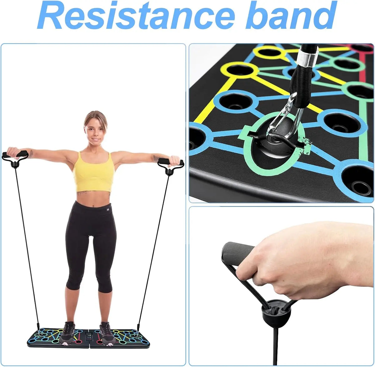 Push-Up Training Board, Curved Stand with Non-Slip Handle and 2 Pull Ropes, Fitness Training Equipment